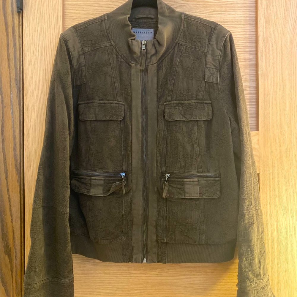 Dark Briwn Textured Bomber Jacket